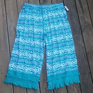 NWT Lane Bryant Teal Fringe Wide Leg Pants